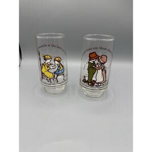 Vintage Holly Hobbie Coca-Cola Glasses Set of 2 ~ Limited Edition Happy Talk 70s